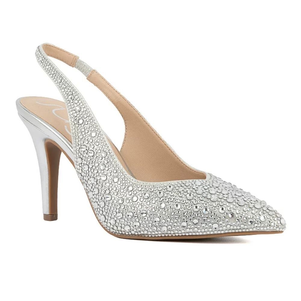 BRAND NEW SUGAR JAYBIRD WOMEN's SLINBACK RHINESTONE DESIGN STILETTO HEEL PUMP R3